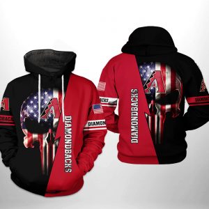 Arizona Diamondbacks MLB US Flag Skull 3D Printed Hoodie/Zipper Hoodie