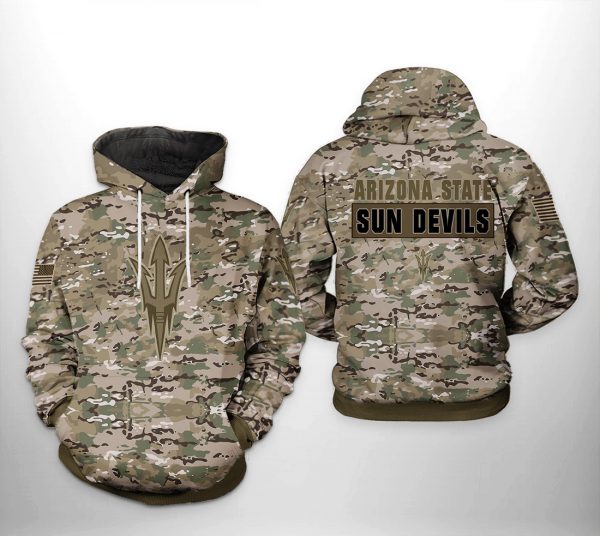 Arizona State Sun Devils NCAA Camo Veteran 3D Printed Hoodie/Zipper Hoodie