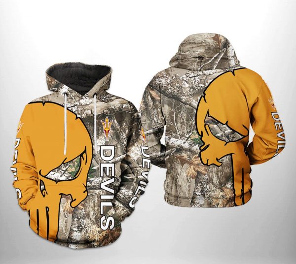 Arizona State Sun Devils NCAA Camo Veteran Hunting 3D Printed Hoodie/Zipper Hoodie