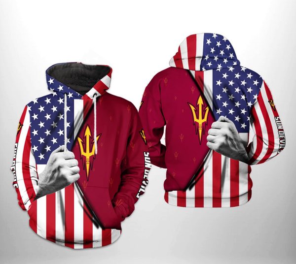 Arizona State Sun Devils NCAA US FLag 3D Printed Hoodie/Zipper Hoodie