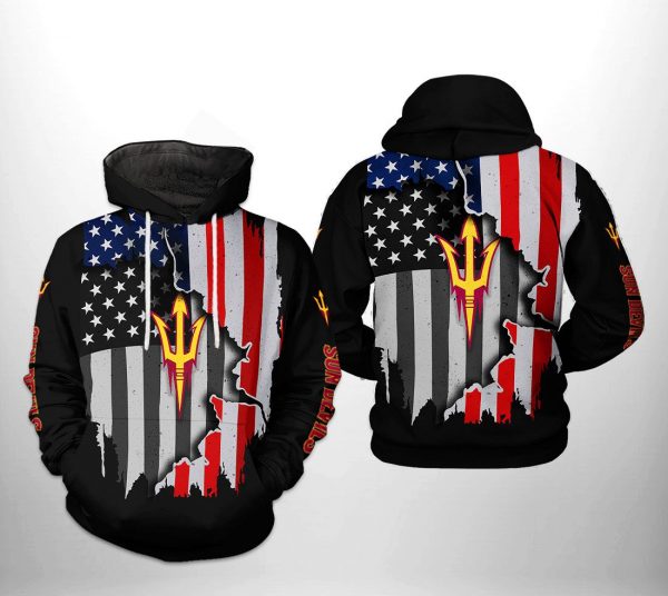 Arizona State Sun Devils NCAA US Flag 3D Printed Hoodie/Zipper Hoodie