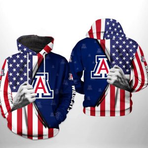 Arizona Wildcats NCAA US FLag 3D Printed Hoodie/Zipper Hoodie