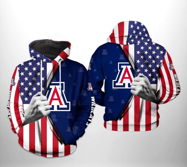 Arizona Wildcats NCAA US FLag 3D Printed Hoodie/Zipper Hoodie
