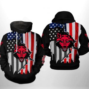 Arkansas State Red Wolfs NCAA US Flag 3D Printed Hoodie/Zipper Hoodie