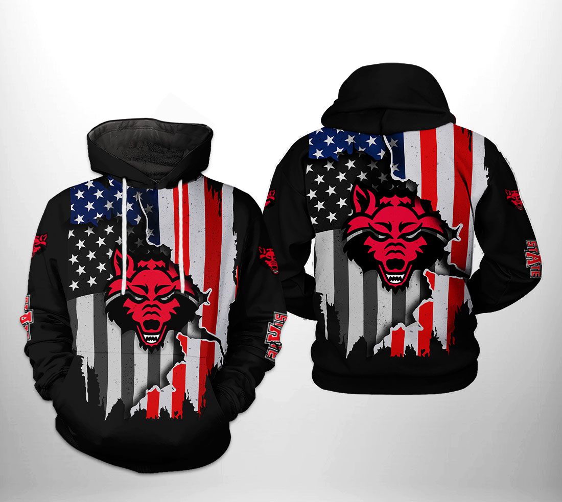 Arkansas State Red Wolfs NCAA US Flag 3D Printed Hoodie/Zipper Hoodie Arkansas State Red Wolfs NCAA US Flag 3D Printed Hoodie/Zipper Hoodie