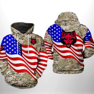 Arkansas State Red Wolfs NCAA US Flag Camo Veteran 3D Printed Hoodie/Zipper Hoodie