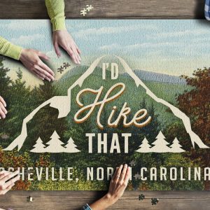 Asheville, North Carolina I’D Hike That Mountains Sentiment Jigsaw Puzzle Set
