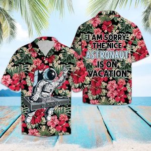 Astronaut On Vacation Hawaiian Shirt Summer Button Up