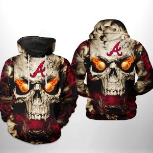 Atlanta Braves MLB Skull 3D Printed Hoodie/Zipper Hoodie