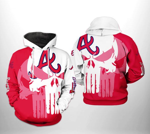 Atlanta Braves MLB Skull 3D Printed Hoodie/Zipper Hoodie