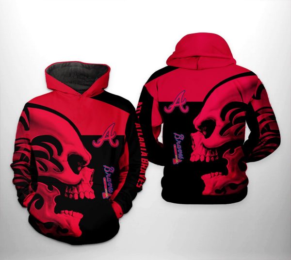 Atlanta Braves MLB Skull 3D Printed Hoodie/Zipper Hoodie