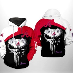 Atlanta Braves MLB Skull Punisher 3D Printed Hoodie/Zipper Hoodie