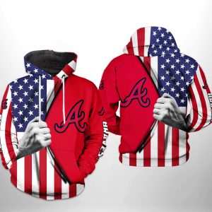 Atlanta Braves MLB US Flag 3D Printed Hoodie/Zipper Hoodie