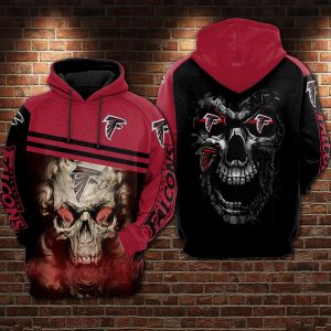 Atlanta Falcons NFL Skull Red Black 3D Printed Hoodie/Zipper Hoodie