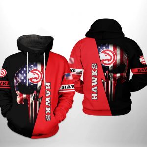 Atlanta Hawks NBA US Flag Skull Team 3D Printed Hoodie/Zipper Hoodie