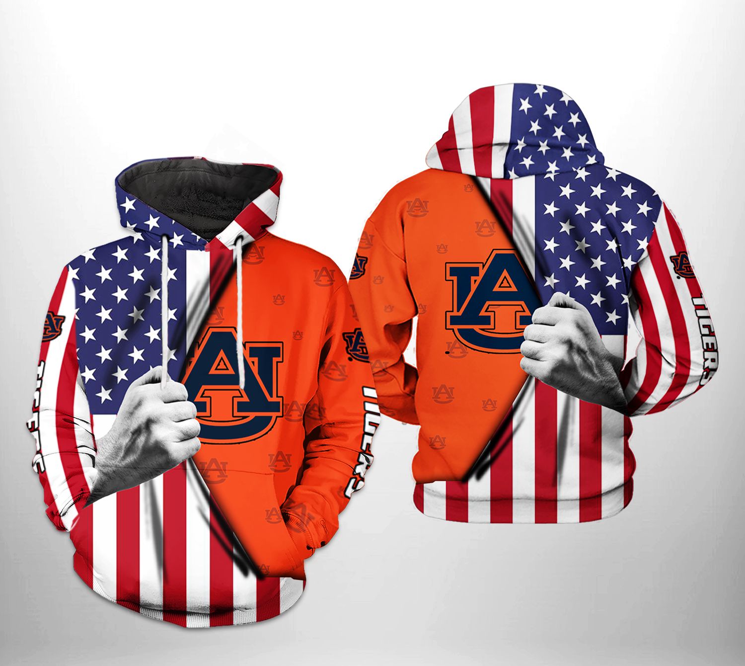 Auburn Tigers NCAA US FLag 3D Printed Hoodie/Zipper Hoodie Auburn Tigers NCAA US FLag 3D Printed Hoodie/Zipper Hoodie
