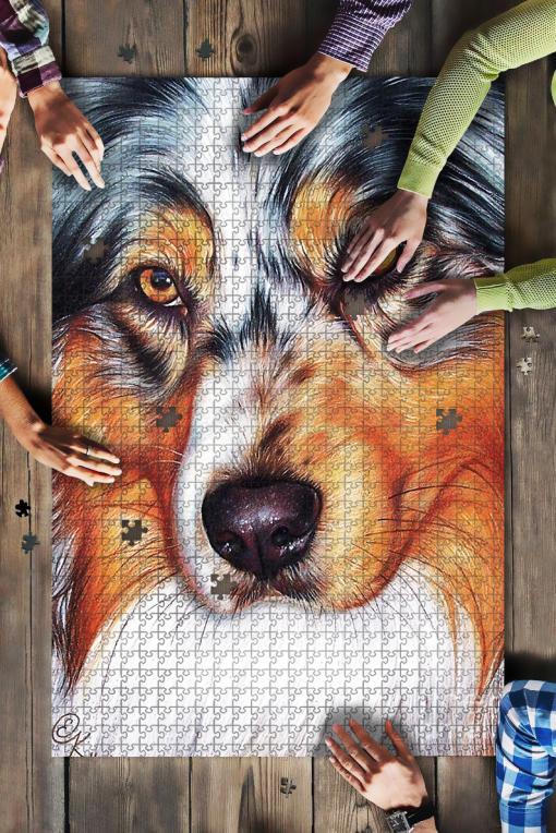 Australian Shepherd Aussie Dog Art Jigsaw Puzzle Set Australian Shepherd Aussie Dog Art Jigsaw Puzzle Set