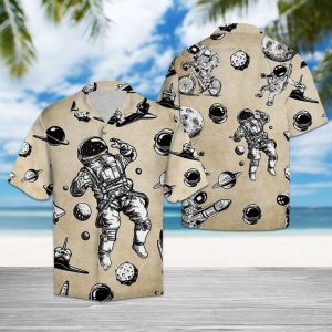 Awesome Astronaut Hawaiian Shirt Summer Button Up