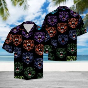 Awesome Bear Hawaiian Shirt Summer Button Up
