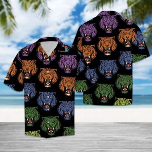 Awesome Tiger Hawaiian Shirt Summer Button Up
