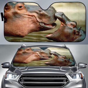 Baby And Mother Hippo Car Auto Sun Shade