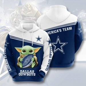 Baby Yoda Hug Dallas Cowboys 3D Printed Hoodie/Zipper Hoodie