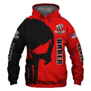Baker Punisher Skull US Flag Black Red 3D Printed Hoodie/Zipper Hoodie