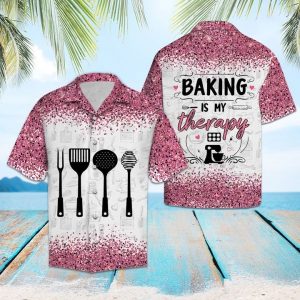 Baking Is My Therapy Hawaiian Shirt Summer Button Up