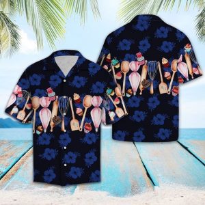 Baking Items Hawaiian Shirt Summer Button Up