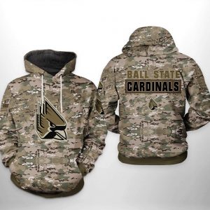 Ball State Cardinals NCAA Camo Veteran 3D Printed Hoodie/Zipper Hoodie