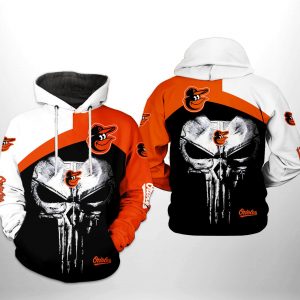 Baltimore Orioles MLB Skull Punisher 3D Printed Hoodie/Zipper Hoodie