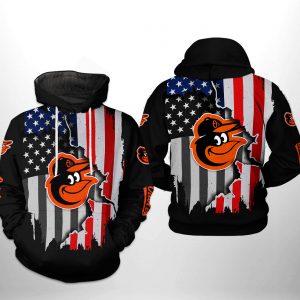 Baltimore Orioles MLB US Flag 3D Printed Hoodie/Zipper Hoodie