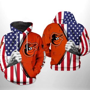 Baltimore Orioles MLB US Flag 3D Printed Hoodie/Zipper Hoodie