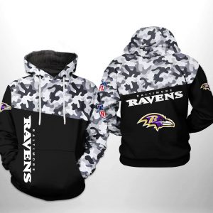 Baltimore Ravens NFL Camo Veteran Team 3D Printed Hoodie/Zipper Hoodie