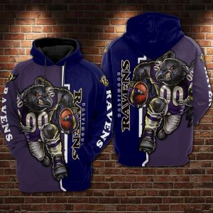 Baltimore Ravens NFL Football Blue Violet 3D Printed Hoodie/Zipper Hoodie