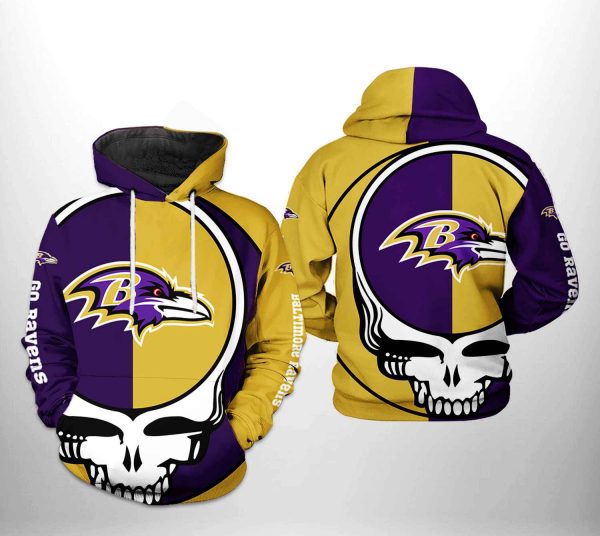 Baltimore Ravens NFL Grateful Dead 3D Printed Hoodie/Zipper Hoodie
