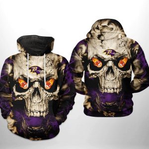 Baltimore Ravens NFL Skull Team 3D Printed Hoodie/Zipper Hoodie