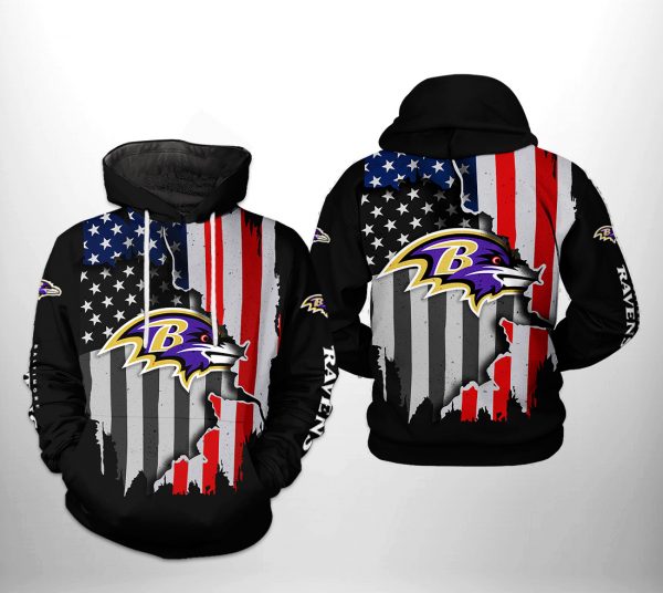 Baltimore Ravens NFL US Flag Team 3D Printed Hoodie/Zipper Hoodie