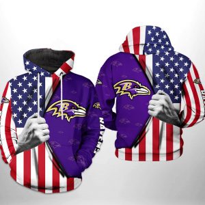 Baltimore Ravens NFL US Flag Team 3D Printed Hoodie/Zipper Hoodie