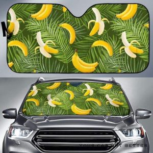 Banana Palm Leaves Pattern Car Auto Sun Shade