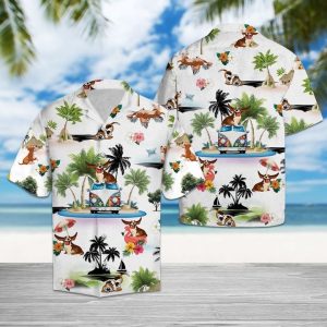 Basset Hound Vacation Hawaiian Shirt Summer Button Up