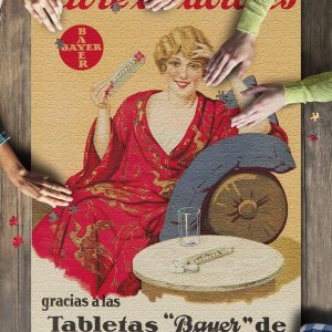 Bayer Aspirina Vintage Poster Spain Jigsaw Puzzle Set