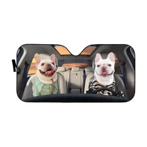 Beach Love Bulldog Couple Car Auto Sun Shade