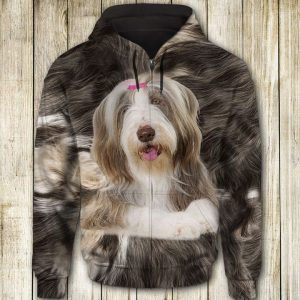 Bearded Collie Cute Face 3D Printed Hoodie/Zipper Hoodie