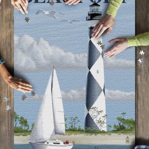 Beaufort, North Carolina Cape Lookout Lighthouse Jigsaw Puzzle Set