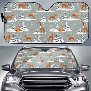Beautiful Deers Winter Christmas Car Auto Sun Shade