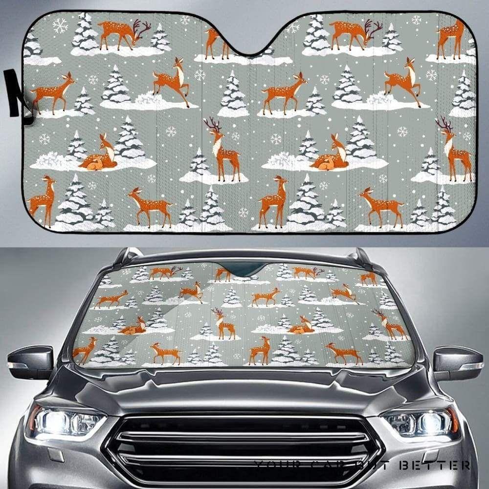 Beautiful Deers Winter Christmas Car Auto Sun Shade Beautiful Deers Winter Christmas Car Auto Sun Shade