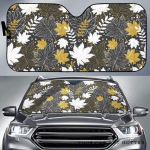 Beautiful Gold Autumn Maple Leaf Pattern Car Auto Sun Shade