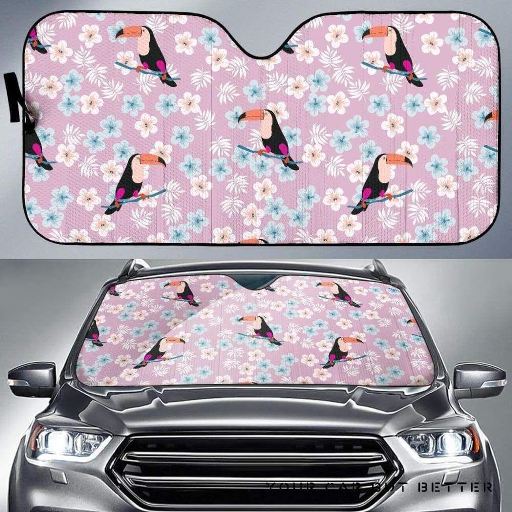 Beautiful Toucan Flower Leaves Car Auto Sun Shade Beautiful Toucan Flower Leaves Car Auto Sun Shade