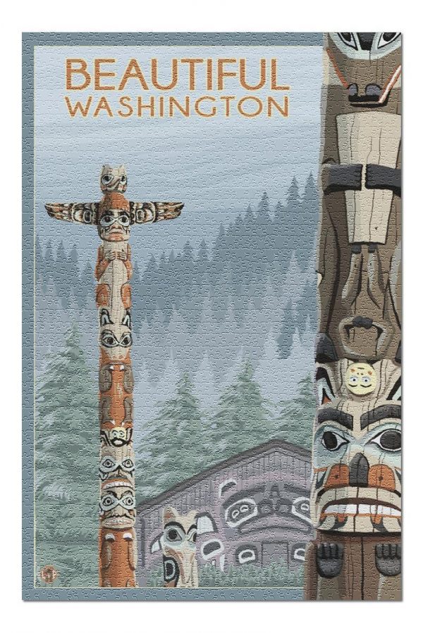 Beautiful Washington Totem Poles Jigsaw Puzzle Set